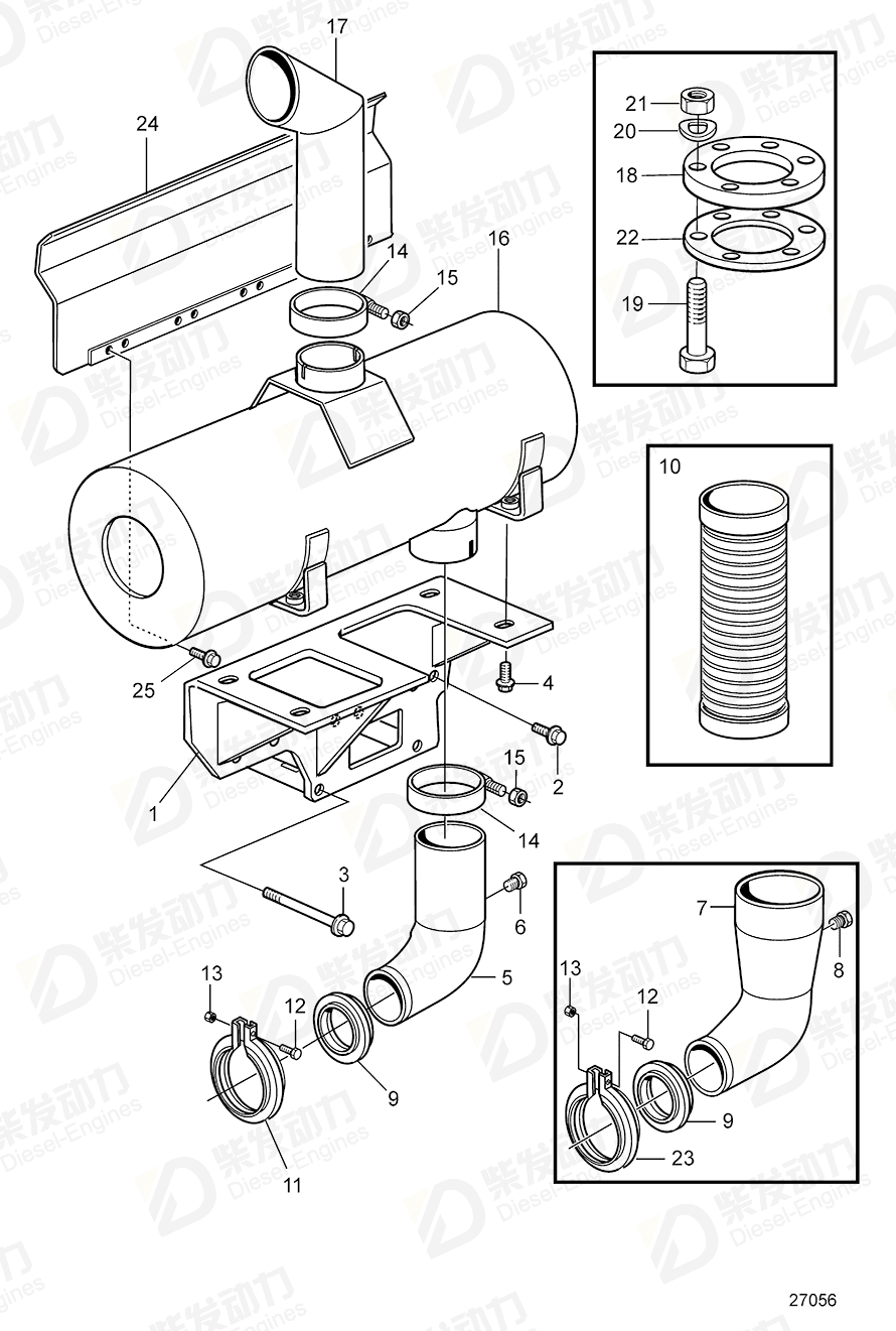 VOLVO Exhaust pipe elbow 3827778 Drawing